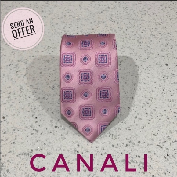 Canali Other - Canali NWT Pink Silk Geometric Skinny Tie 3” $160